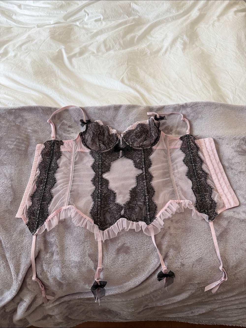 Victoria’s secret black and pink corset